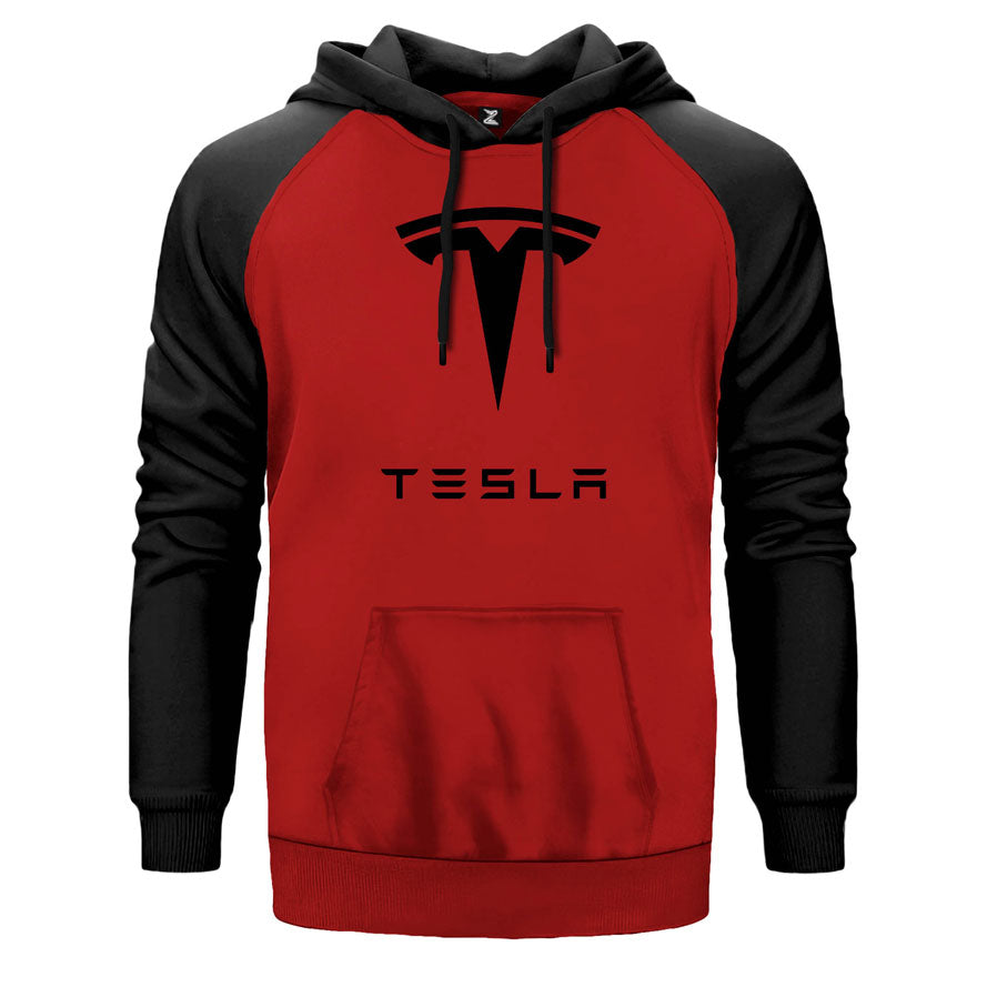 Tesla Logo Çift Renk Reglan Kol Sweatshirt