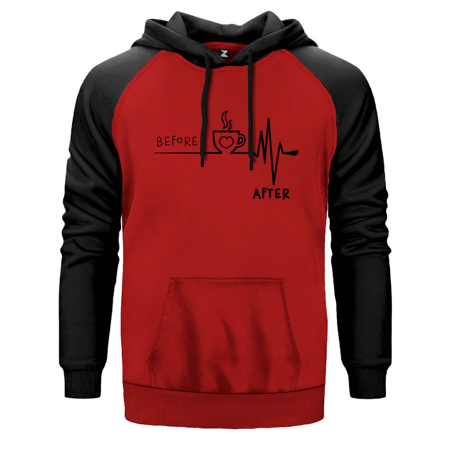 Kahve Öncesi Sonrası Çift Renk Reglan Kol Sweatshirt