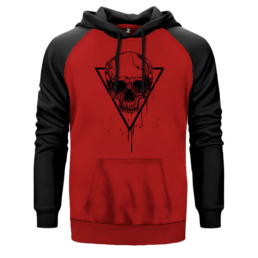 Skull Black Kuru Kafa Çift Renk Reglan Kol Sweatshirt