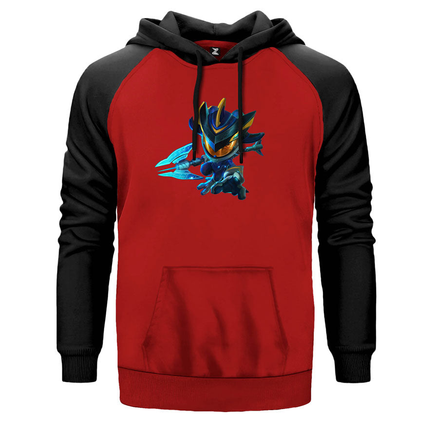 Fizz Super Galaxy çift renk reglan kol kapşonlu sweatshirt - kırmızı