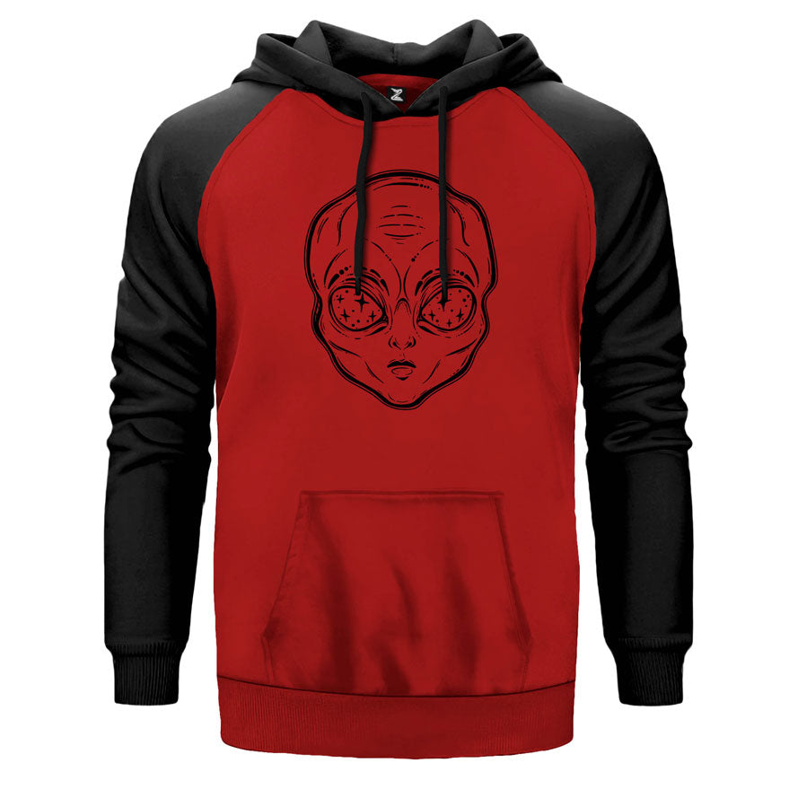 Alien Star Eyes Çift Renk Reglan Kol Sweatshirt