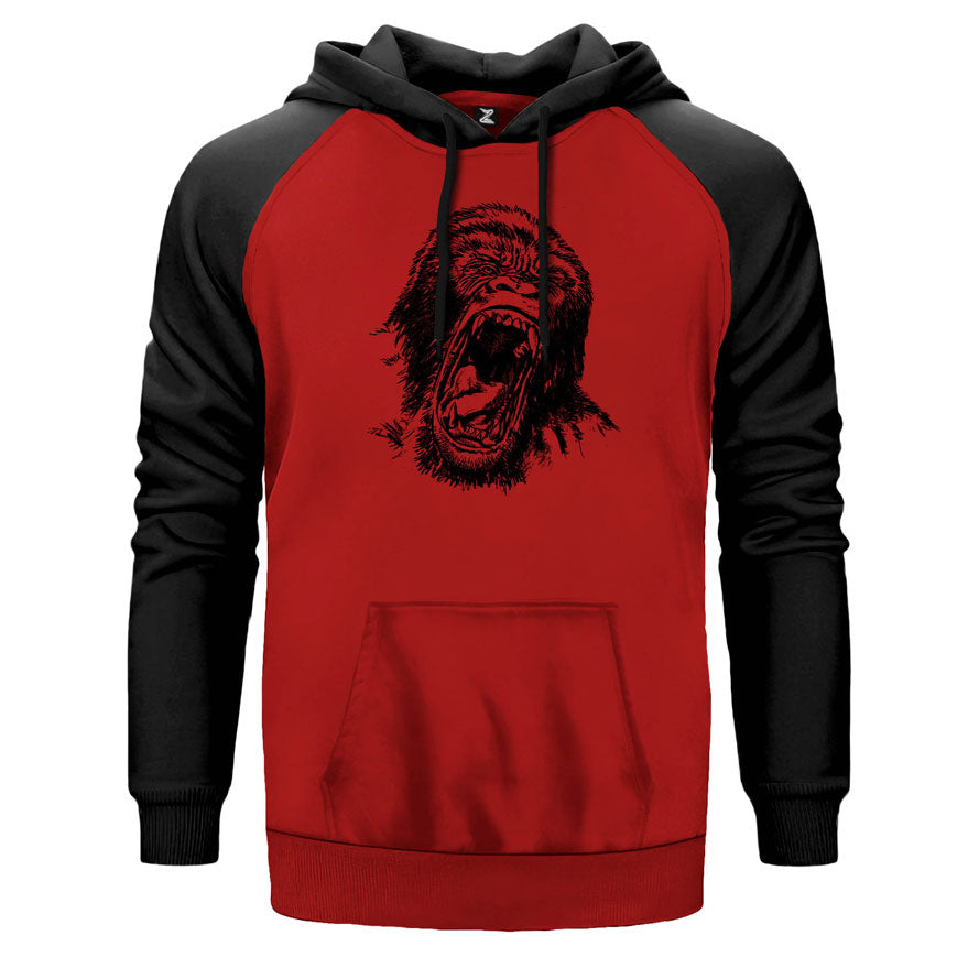 Goril Çizim Çift Renk Reglan Kol Sweatshirt