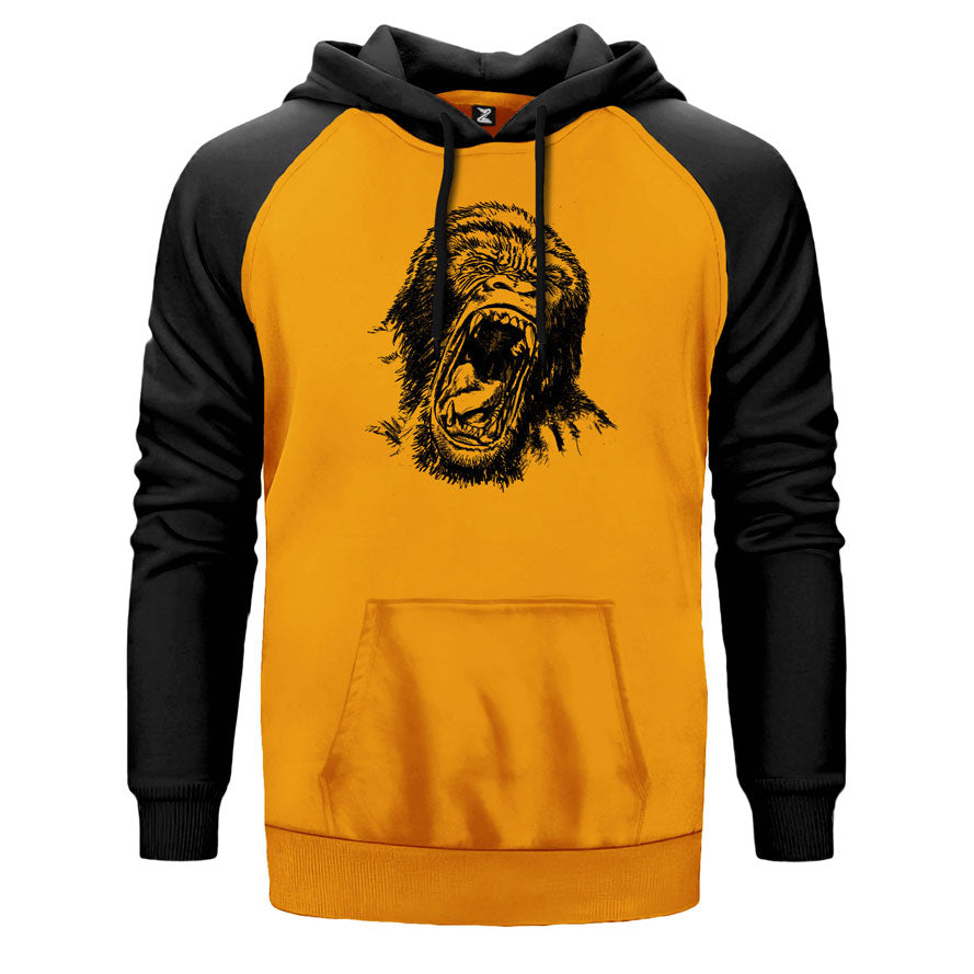 Goril Çizim Çift Renk Reglan Kol Sweatshirt