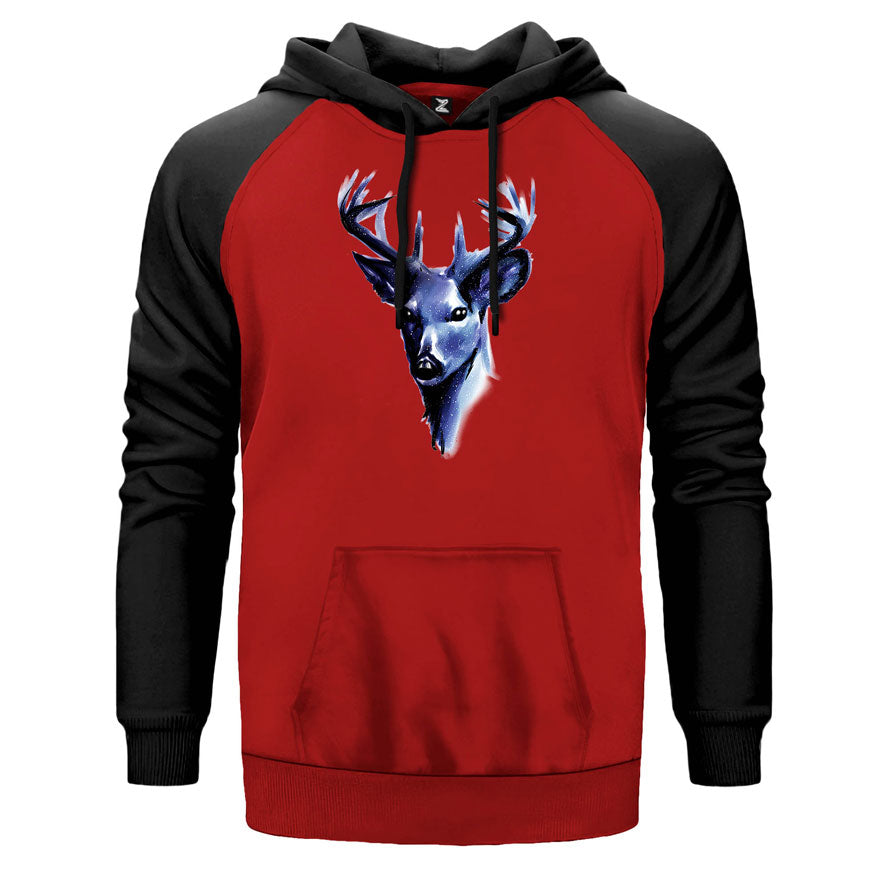 Geyik Uzay Temalı Çift Renk Reglan Kol Sweatshirt