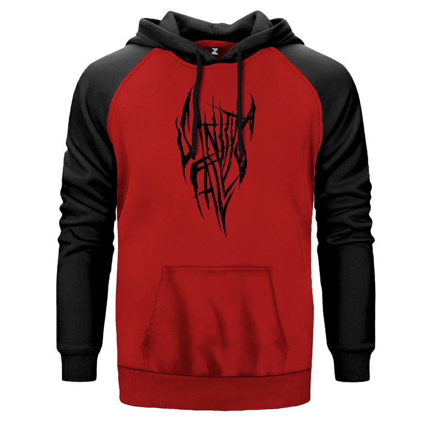 Sanitys Fall çift renk reglan kol kapşonlu sweatshirt - kırmızı
