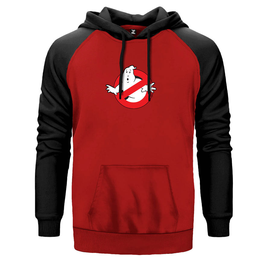Ghostbusters Light çift renk reglan kol kapşonlu sweatshirt - kırmızı