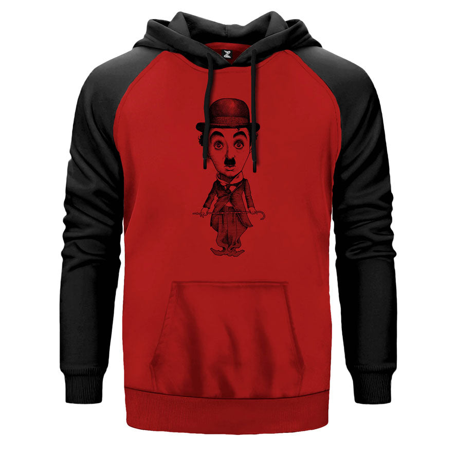 Charlie Chaplin Karikatür Çift Renk Reglan Kol Sweatshirt
