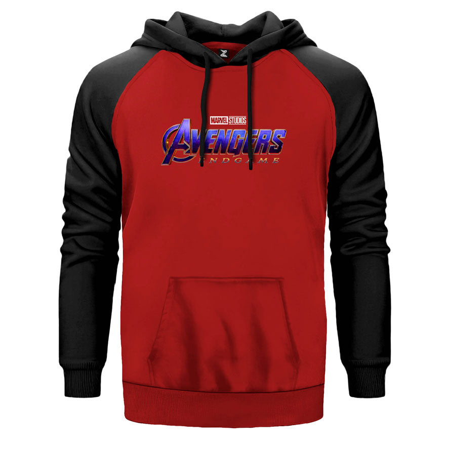 Avengers Endgame çift renk reglan kol kapşonlu sweatshirt - kırmızı
