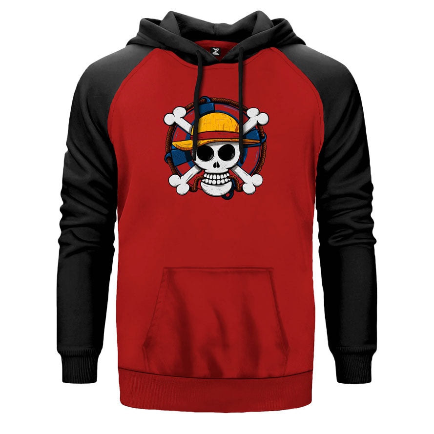 One Piece Skull Çift Renk Reglan Kol Sweatshirt