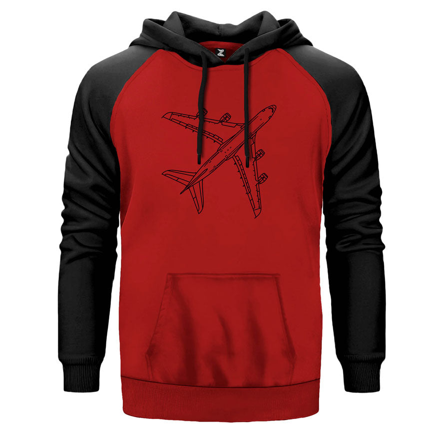 Airbus A380 Top Çift Renk Reglan Kol Sweatshirt