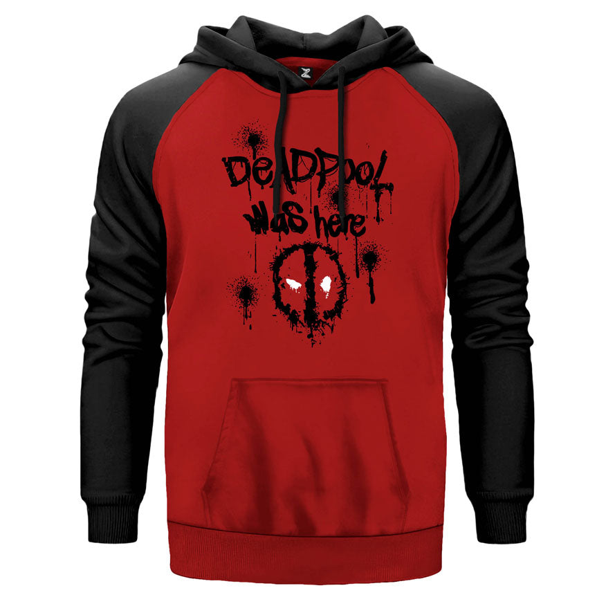 Deadpool Was Here Çift Renk Reglan Kol Sweatshirt