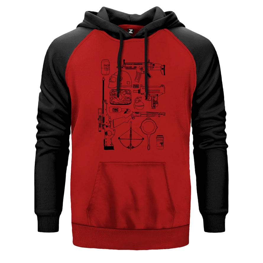 Pubg Items Çift Renk Reglan Kol Sweatshirt