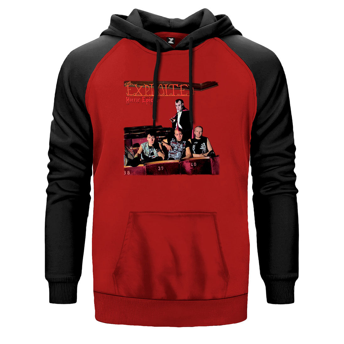 The Exploited Horror Epics çift renk reglan kol kapşonlu sweatshirt - kırmızı