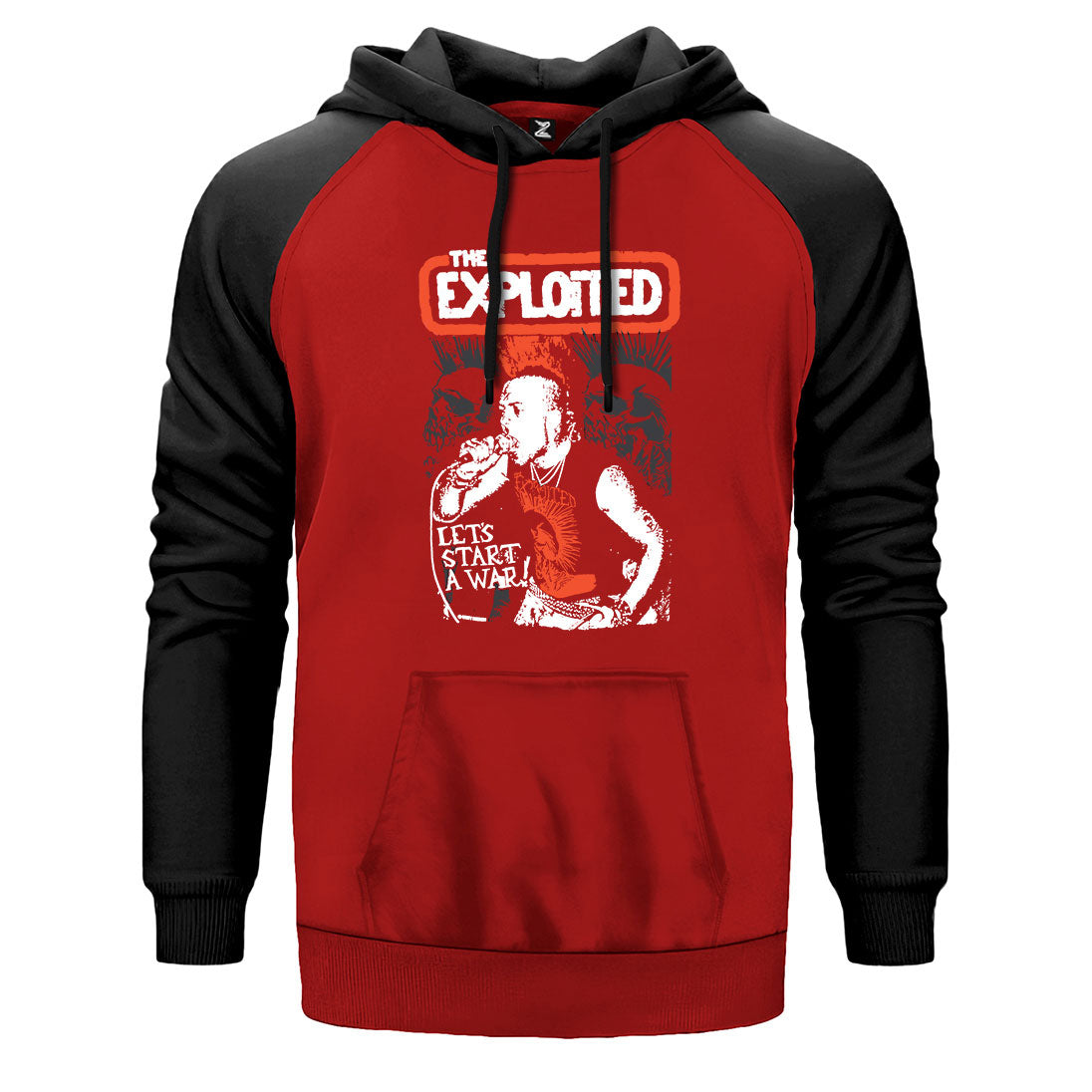 The Exploited on Stage çift renk reglan kol kapşonlu sweatshirt - kırmızı