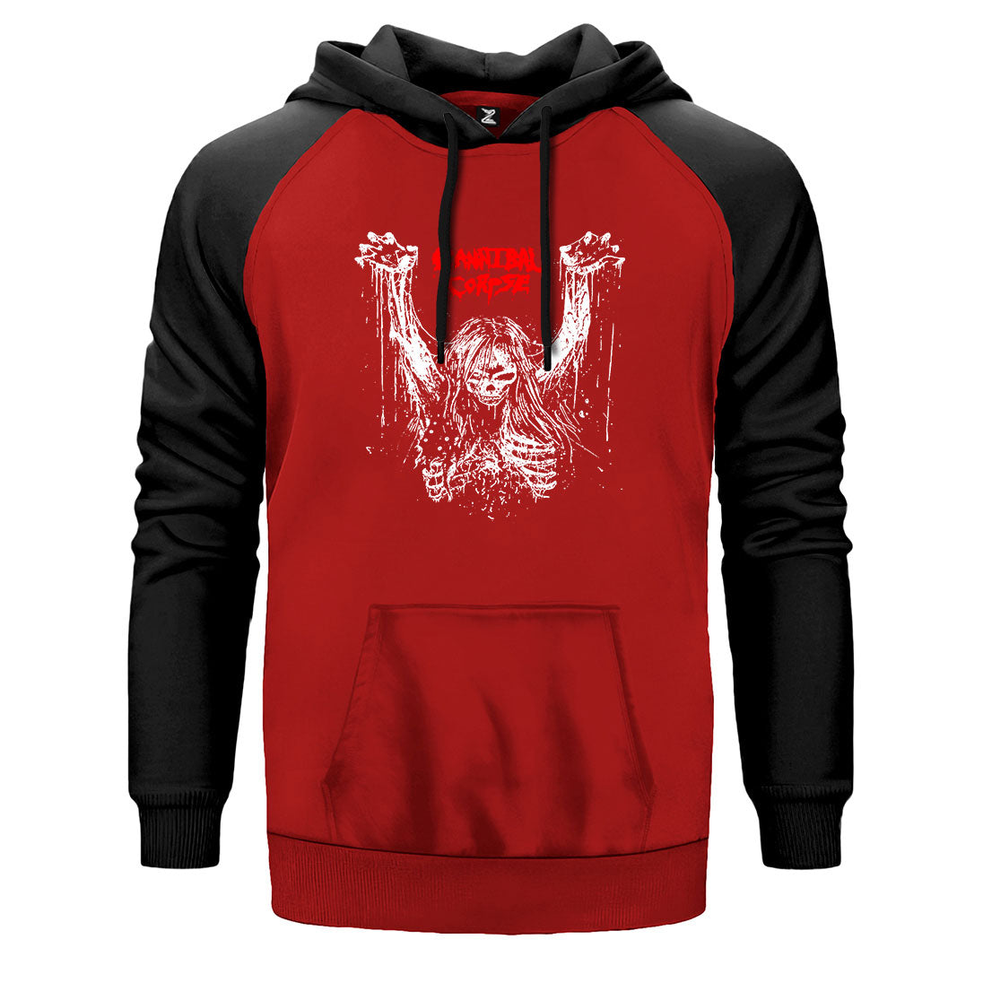 Cannibal Corpse Logo 1classic97 Band Rock çift renk reglan kol kapşonlu sweatshirt - kırmızı