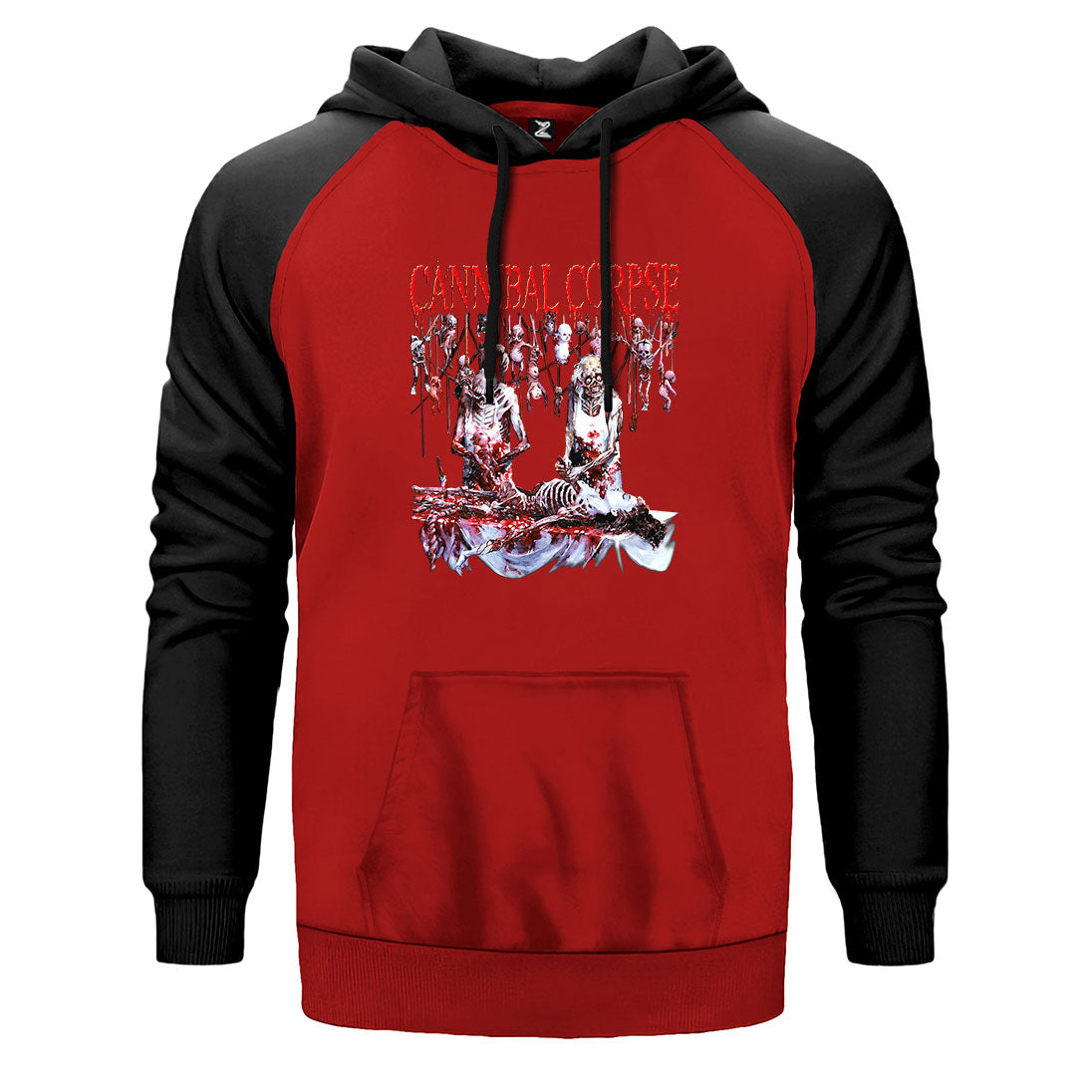 Cannibal Corpse Essential çift renk reglan kol kapşonlu sweatshirt - kırmızı