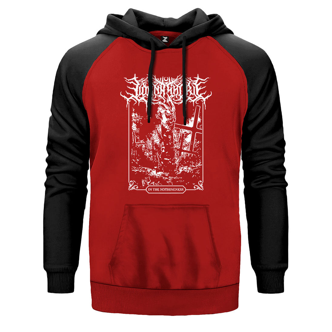 Lorna Shore In The Nothıngness çift renk reglan kol kapşonlu sweatshirt - kırmızı