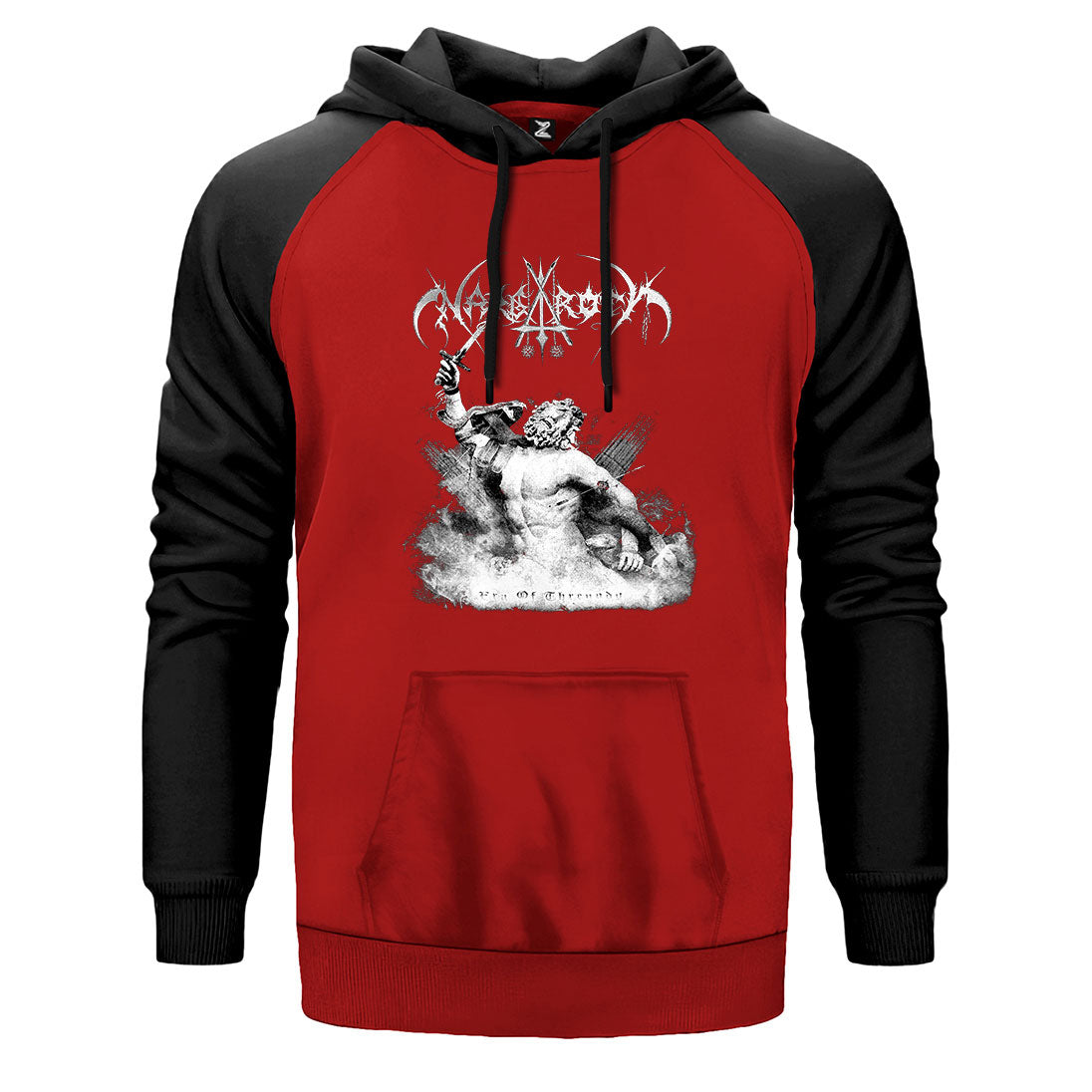 Nargorot Era Of Threnody çift renk reglan kol kapşonlu sweatshirt - kırmızı