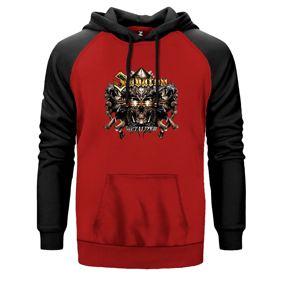 Sabaton Metalizer çift renk reglan kol kapşonlu sweatshirt - kırmızı