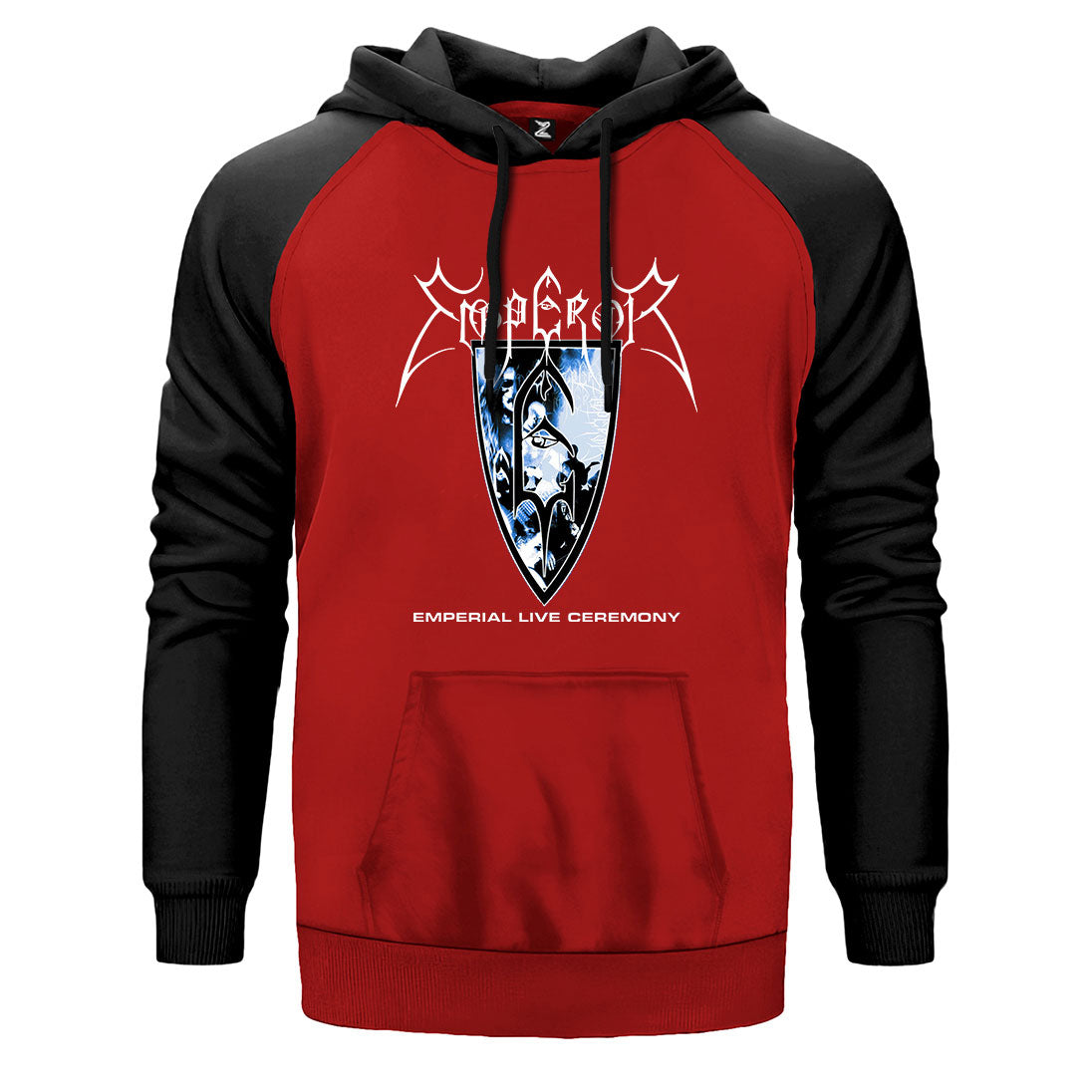 Emperor Emperial Live Ceremony çift renk reglan kol kapşonlu sweatshirt - kırmızı