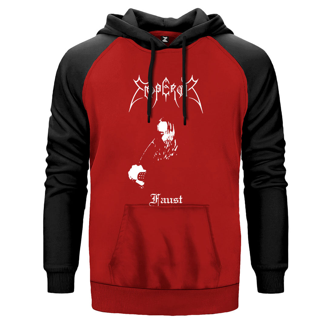 Emperor Haust çift renk reglan kol kapşonlu sweatshirt - kırmızı