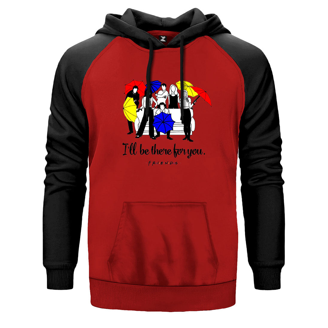 Friends I Will Be There For You çift renk reglan kol kapşonlu sweatshirt - kırmızı
