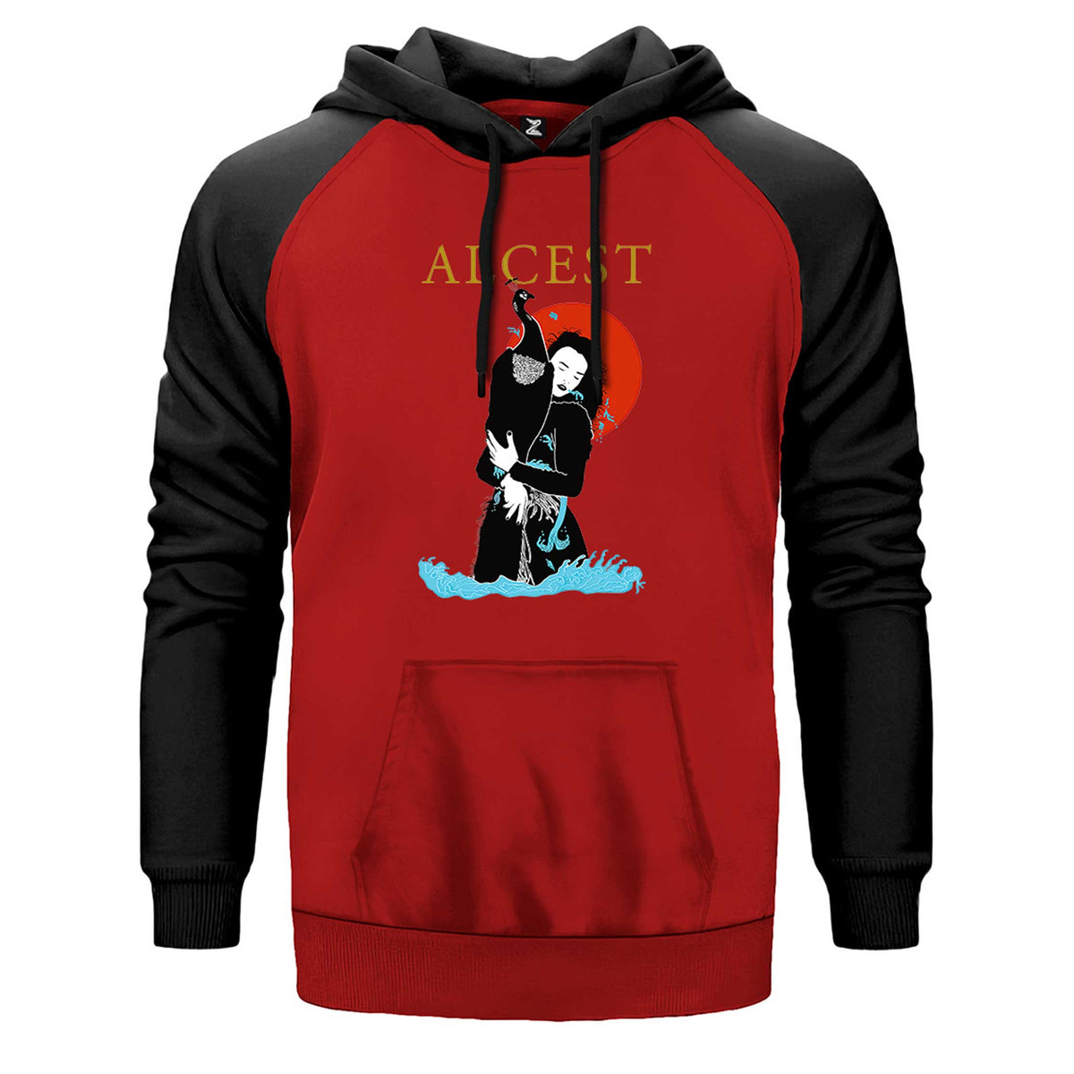 Alcest İllustrator çift renk reglan kol kapşonlu sweatshirt - kırmızı