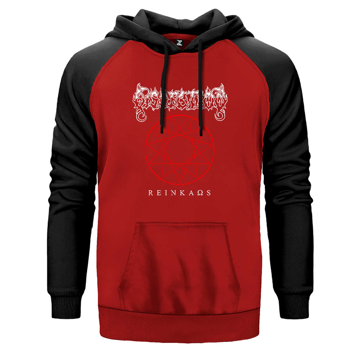 Dissection Reinkaos çift renk reglan kol kapşonlu sweatshirt - kırmızı