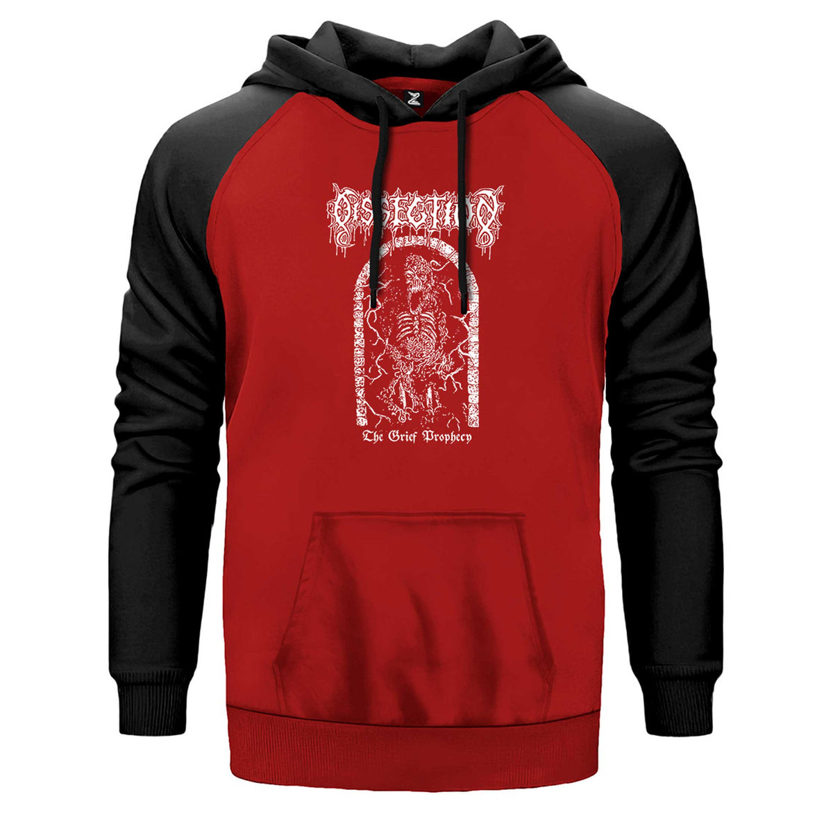 Dissection The Brief çift renk reglan kol kapşonlu sweatshirt - kırmızı
