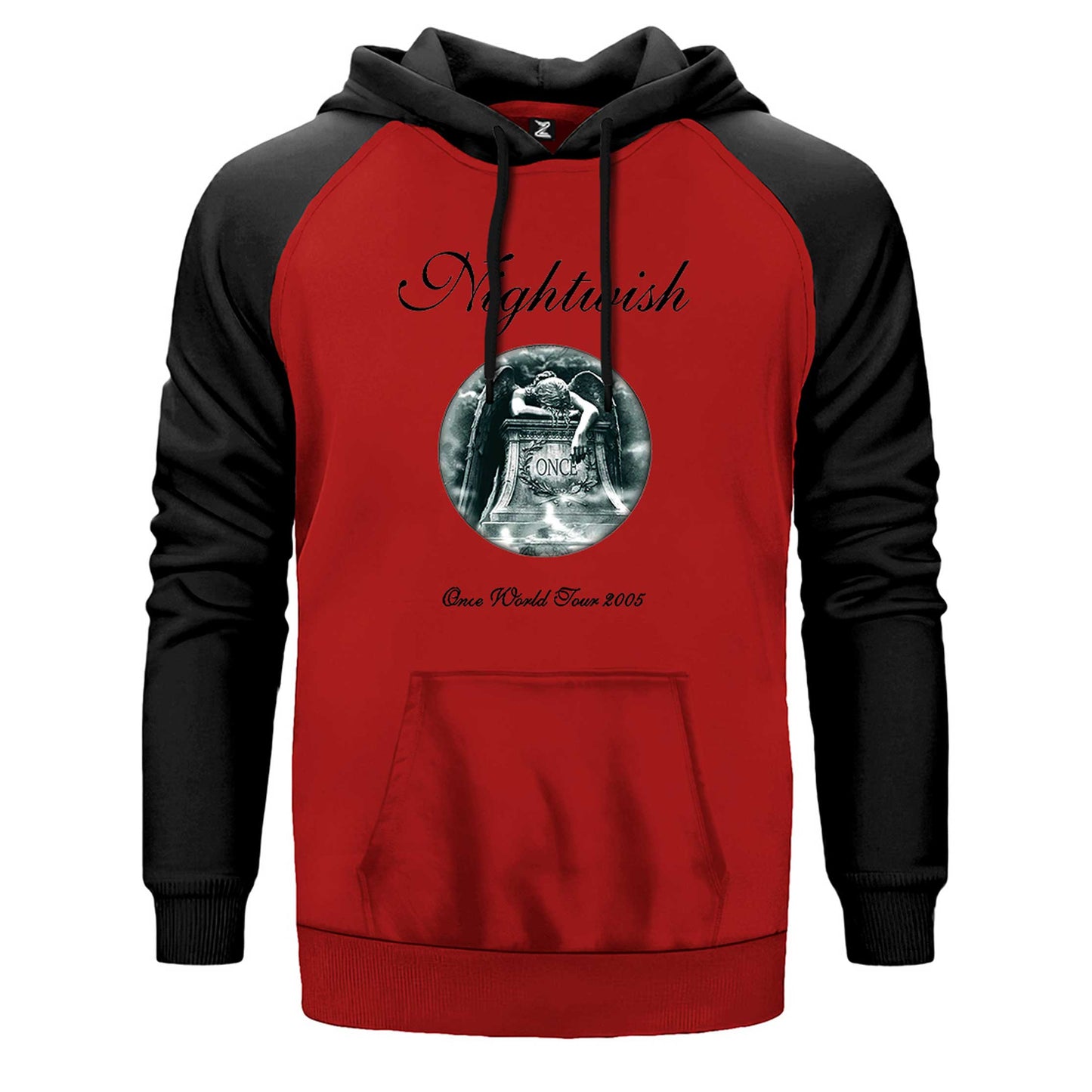 Nightwish Once çift renk reglan kol kapşonlu sweatshirt - kırmızı