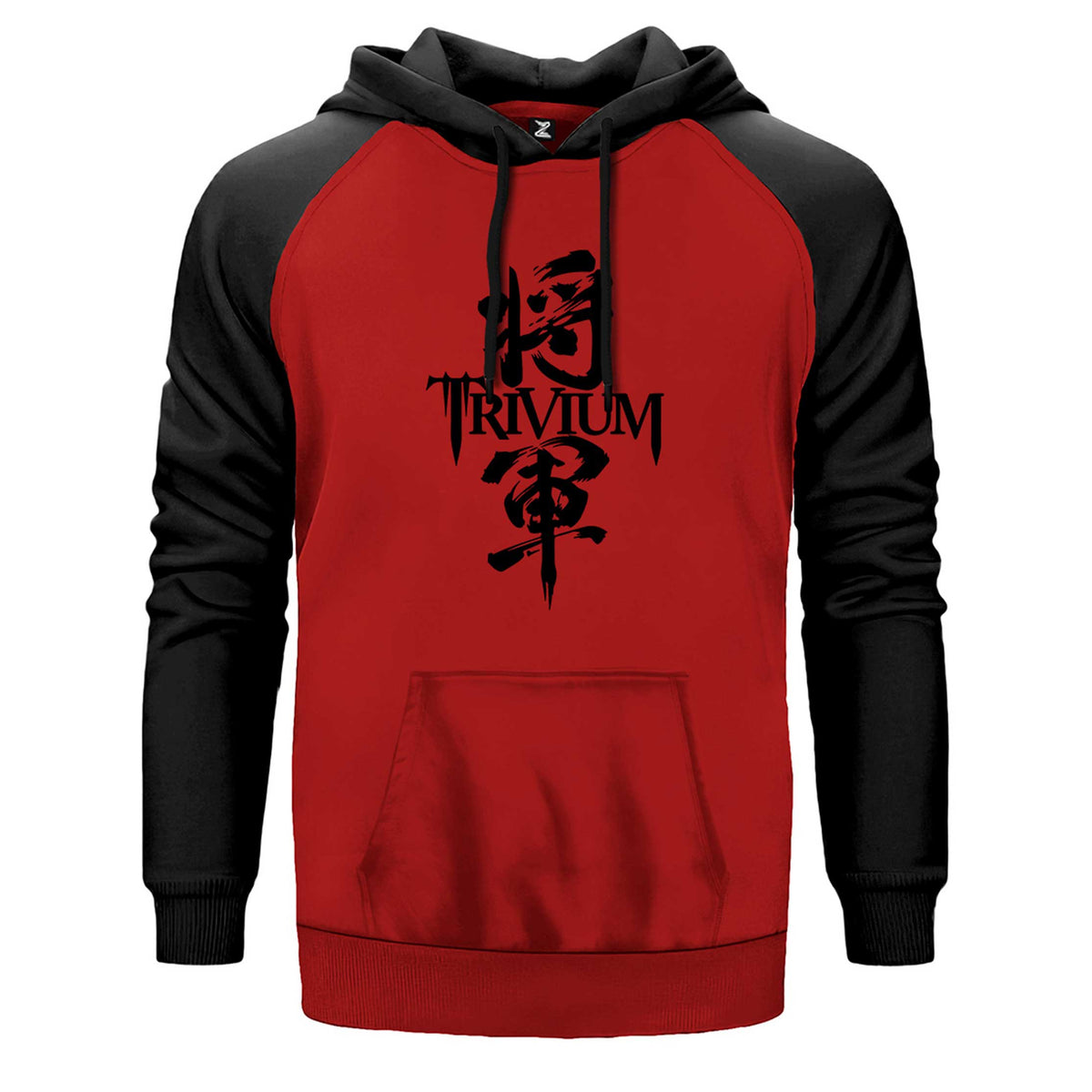 Trivium Shogun çift renk reglan kol kapşonlu sweatshirt - kırmızı