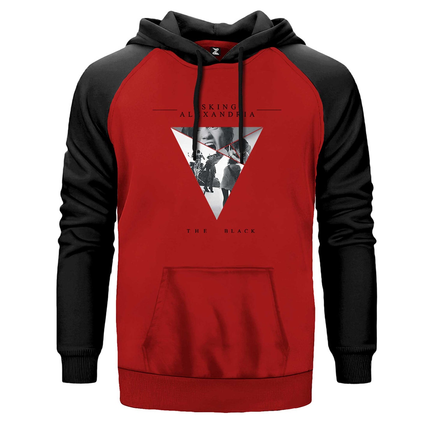 Asking Alexandria The Black 2 çift renk reglan kol kapşonlu sweatshirt - kırmızı