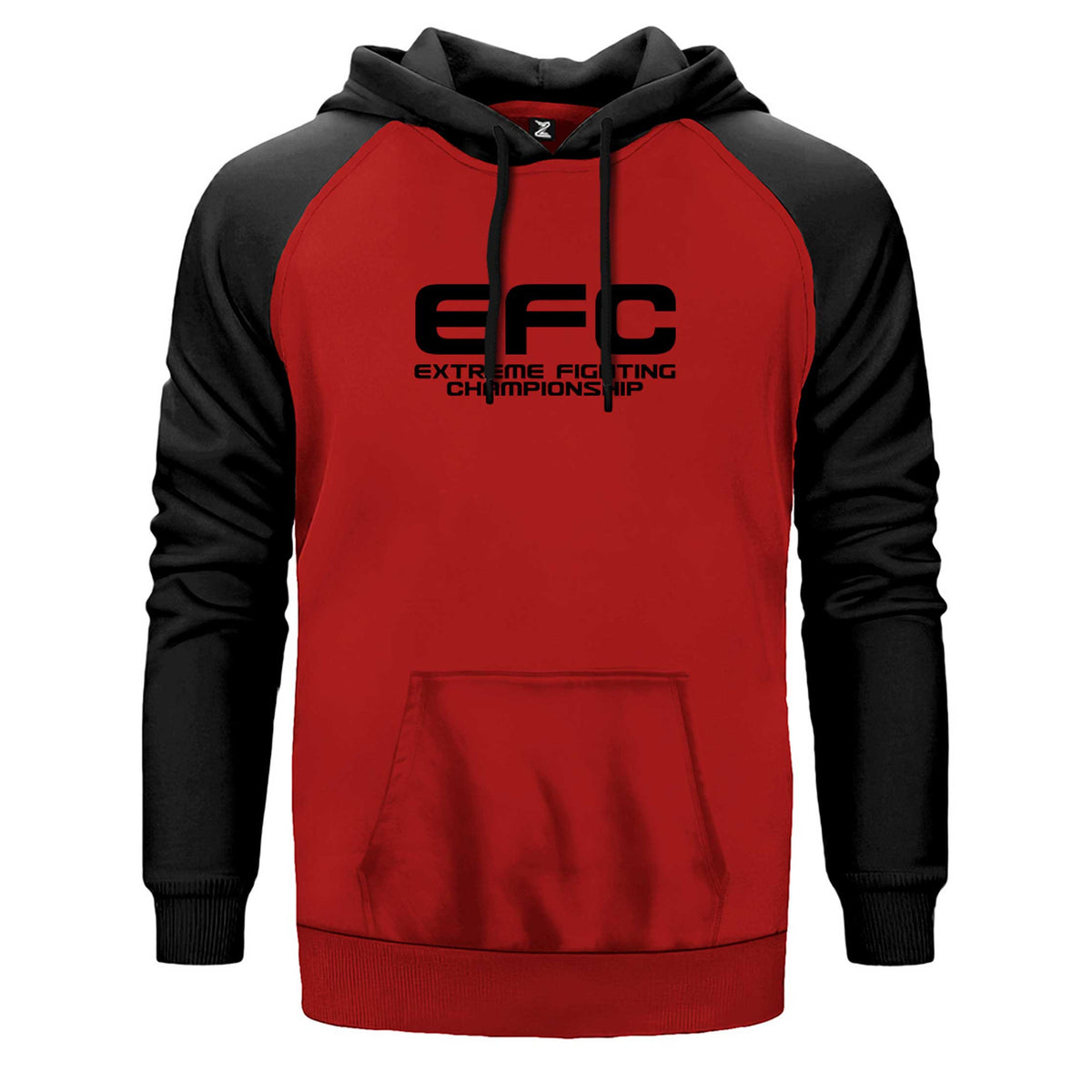 EFC Type çift renk reglan kol kapşonlu sweatshirt - kırmızı