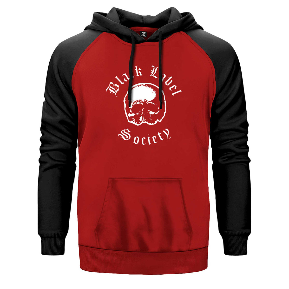 Black Label Society çift renk reglan kol kapşonlu sweatshirt - kırmızı