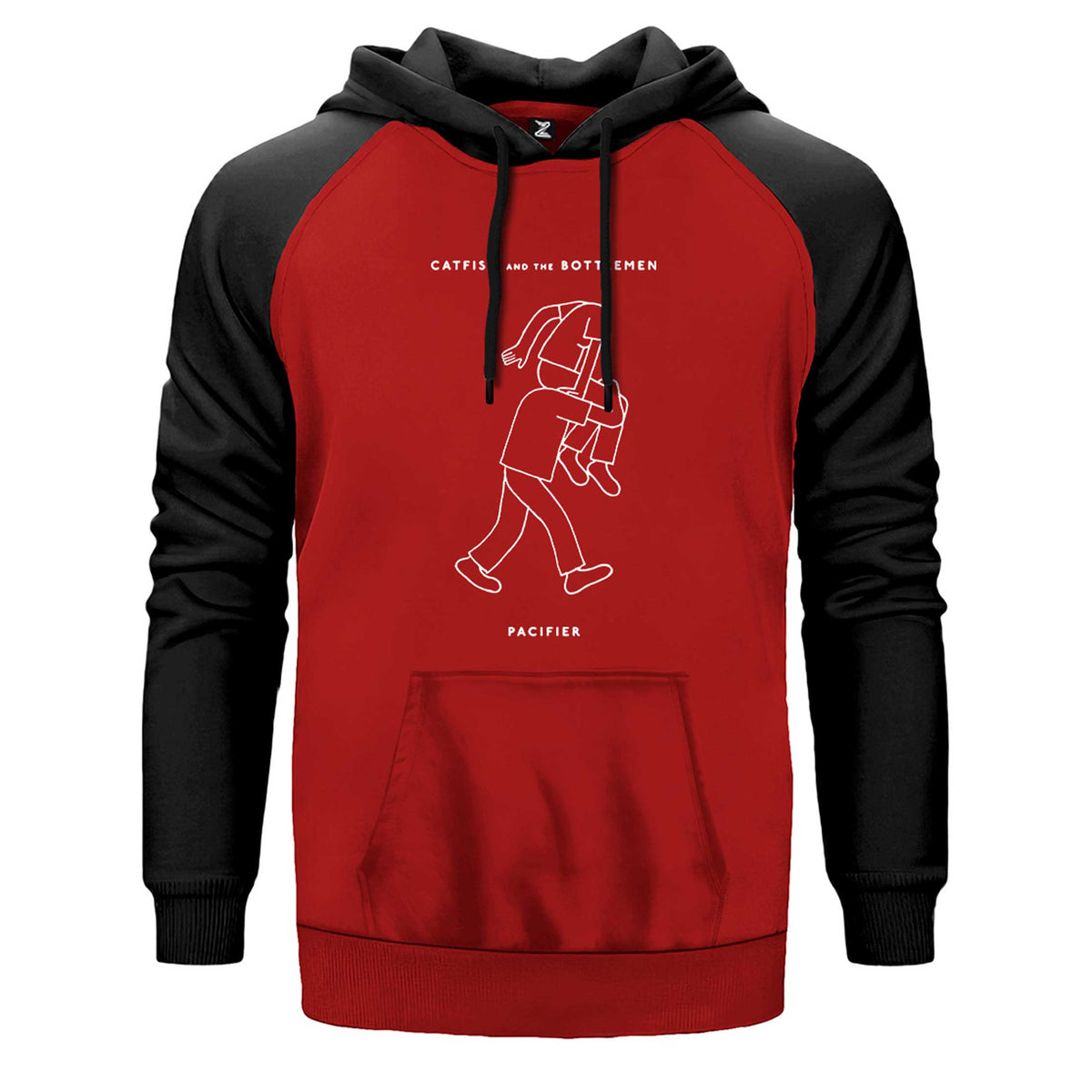 Catfish And The Bottlemen Classic çift renk reglan kol kapşonlu sweatshirt - kırmızı