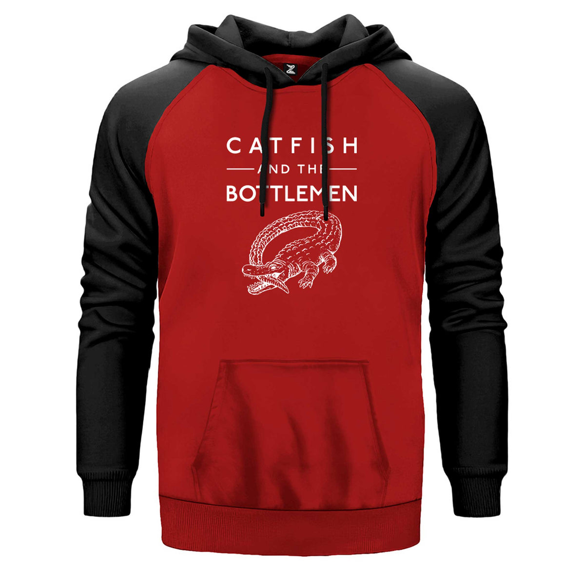 Catfish And The Bottlemen The Ride çift renk reglan kol kapşonlu sweatshirt - kırmızı