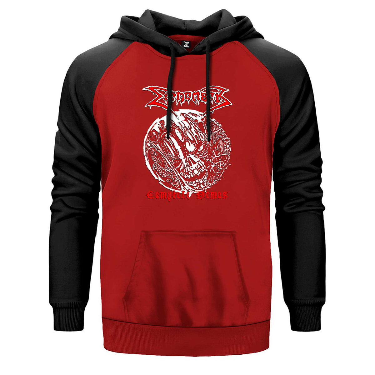 Dismember Complete Demos çift renk reglan kol kapşonlu sweatshirt - kırmızı
