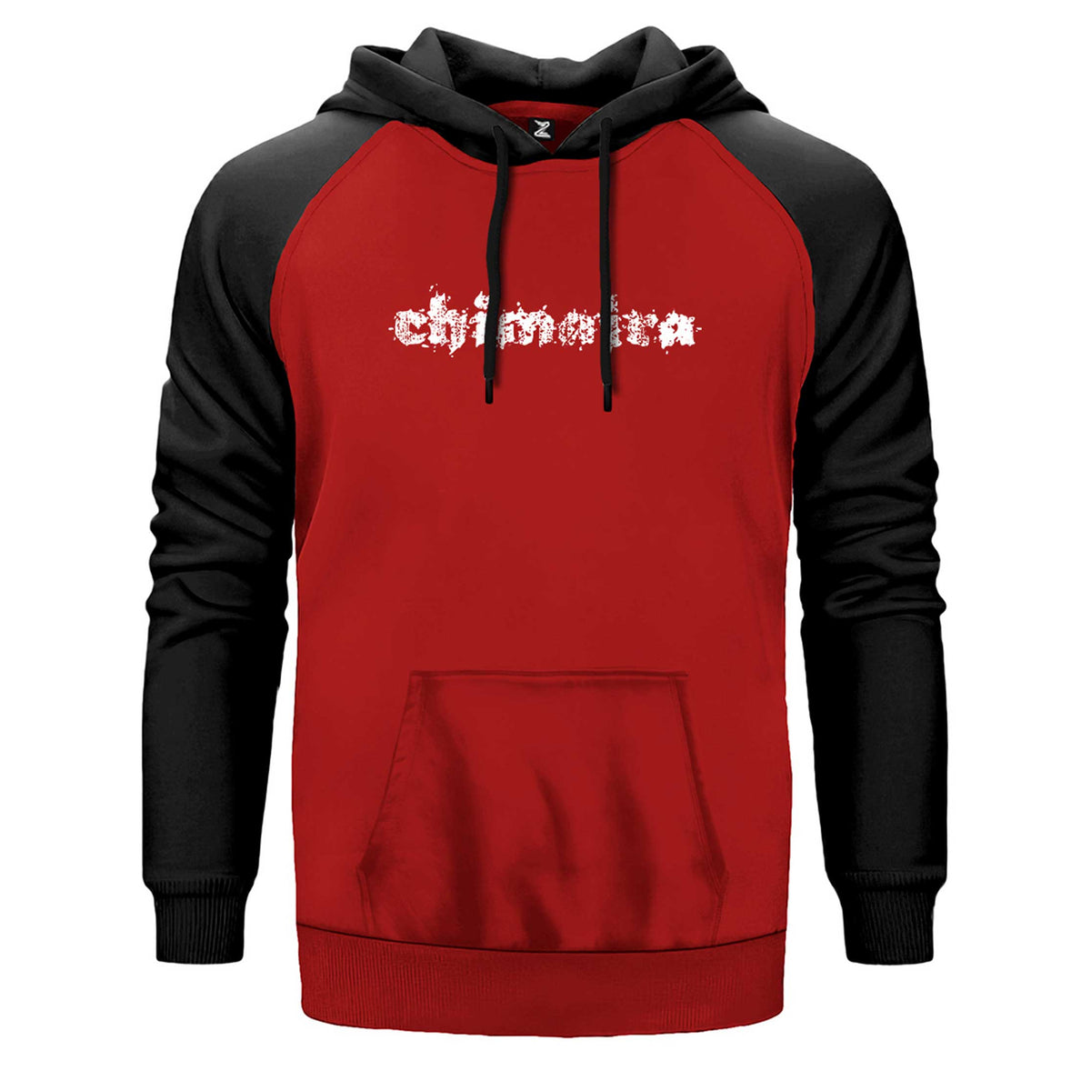 Chimaira Logo çift renk reglan kol kapşonlu sweatshirt - kırmızı