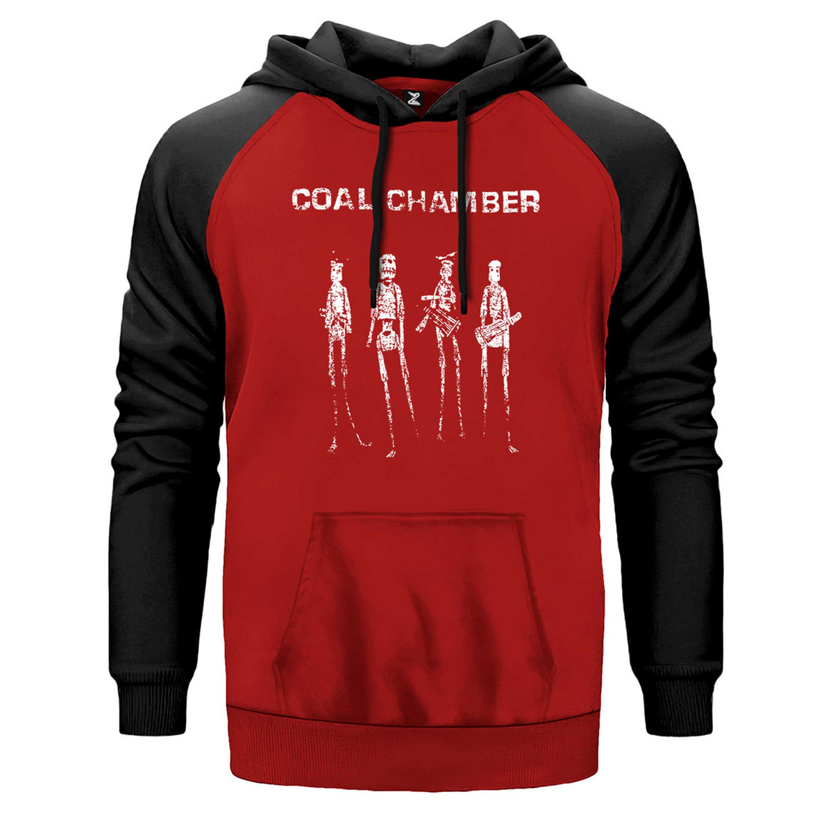 Coal Chamber Dark Days çift renk reglan kol kapşonlu sweatshirt - kırmızı