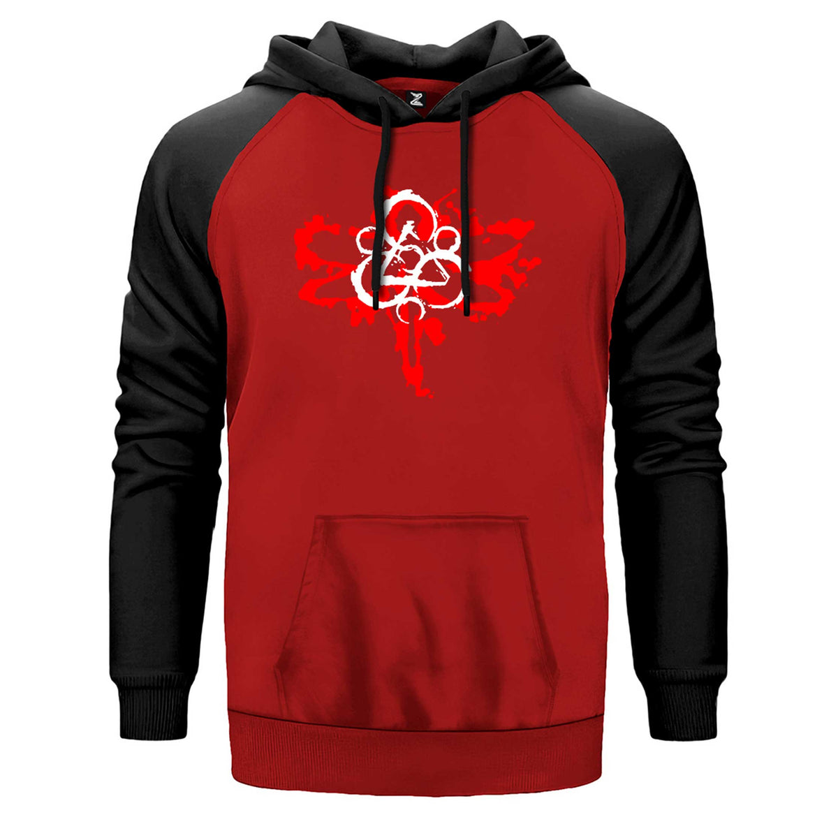 Coheed and Cambria Butterfly Logo çift renk reglan kol kapşonlu sweatshirt - kırmızı