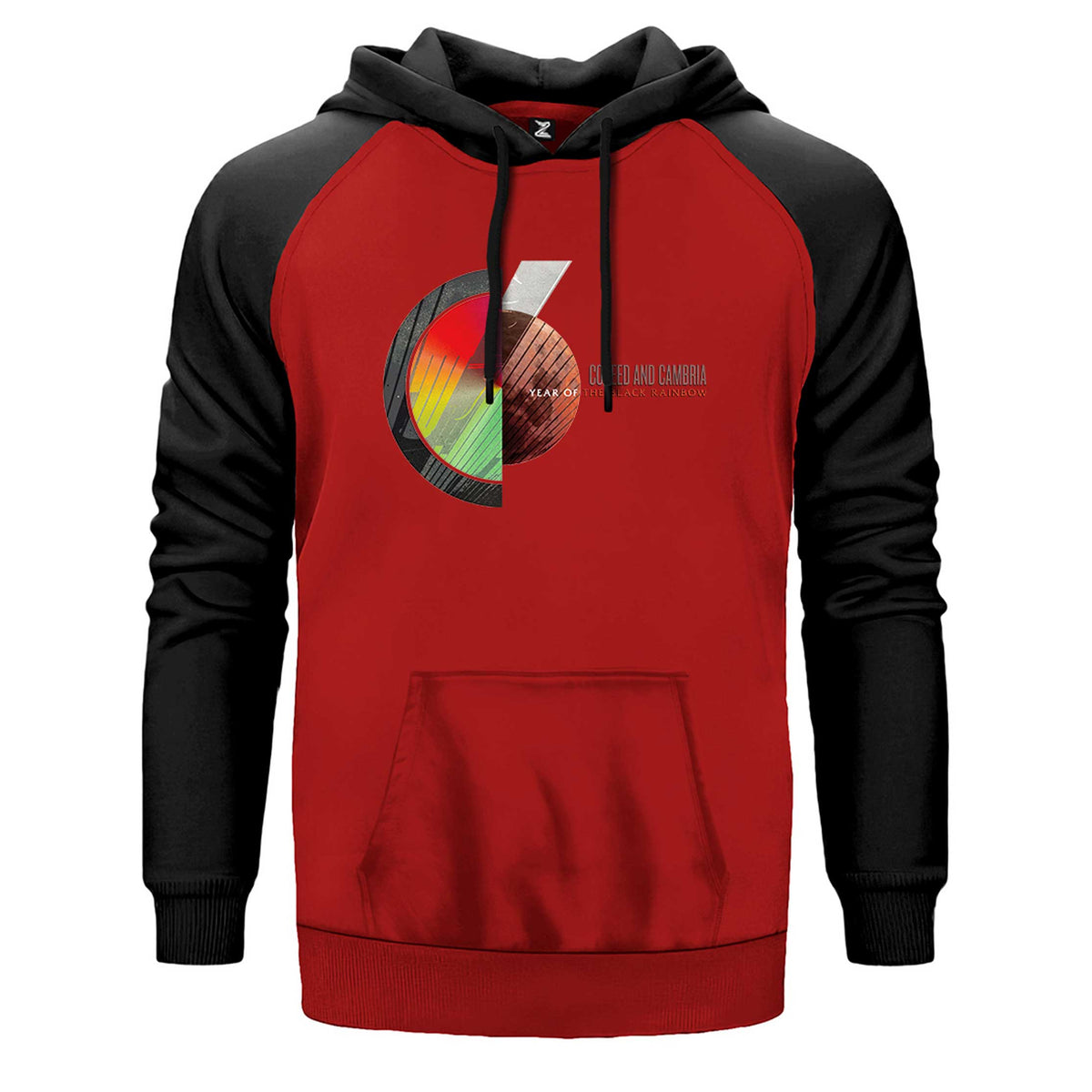 Coheed and Cambria Year of the Black Rainbow çift renk reglan kol kapşonlu sweatshirt - kırmızı