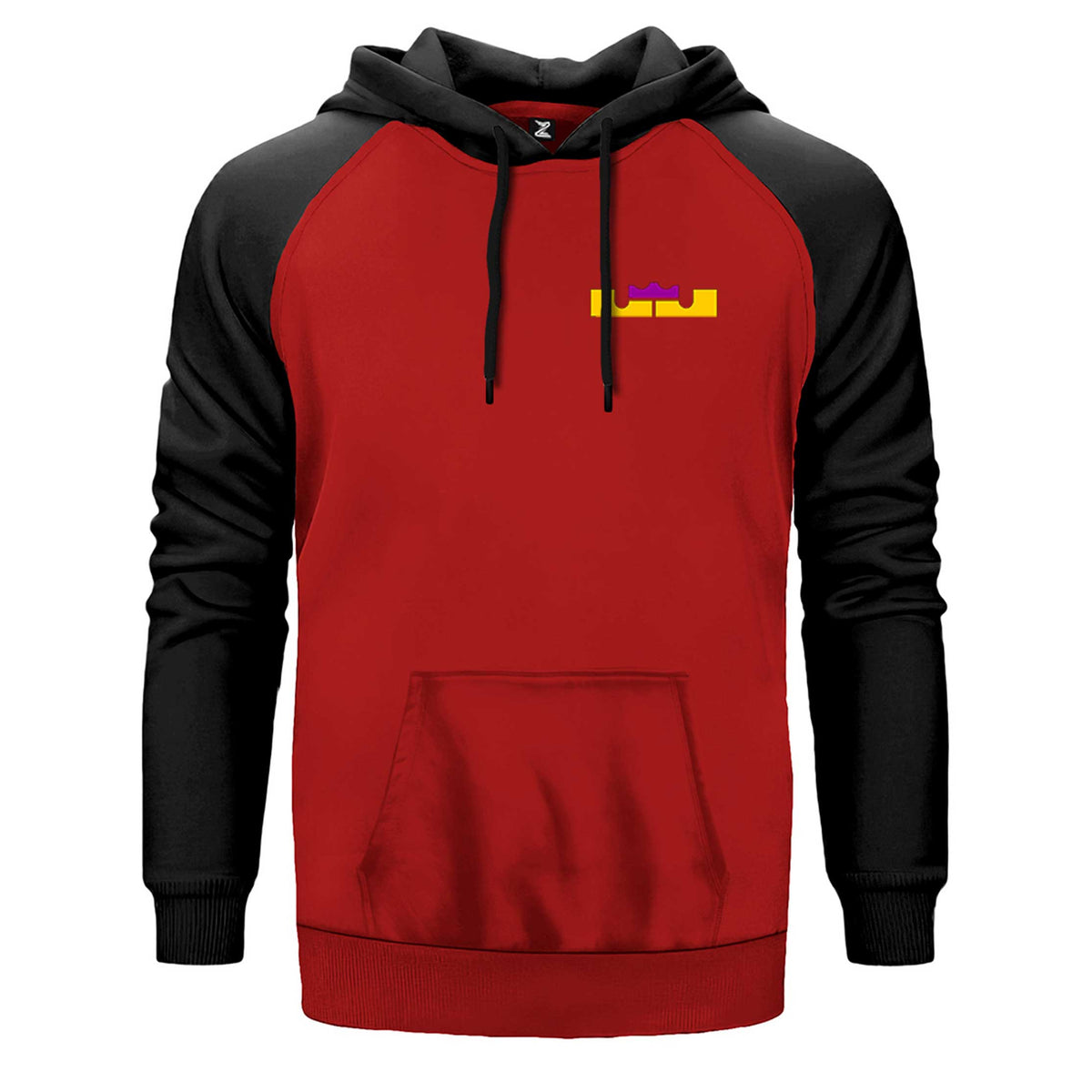 Lebron James Logo Color çift renk reglan kol kapşonlu sweatshirt - kırmızı