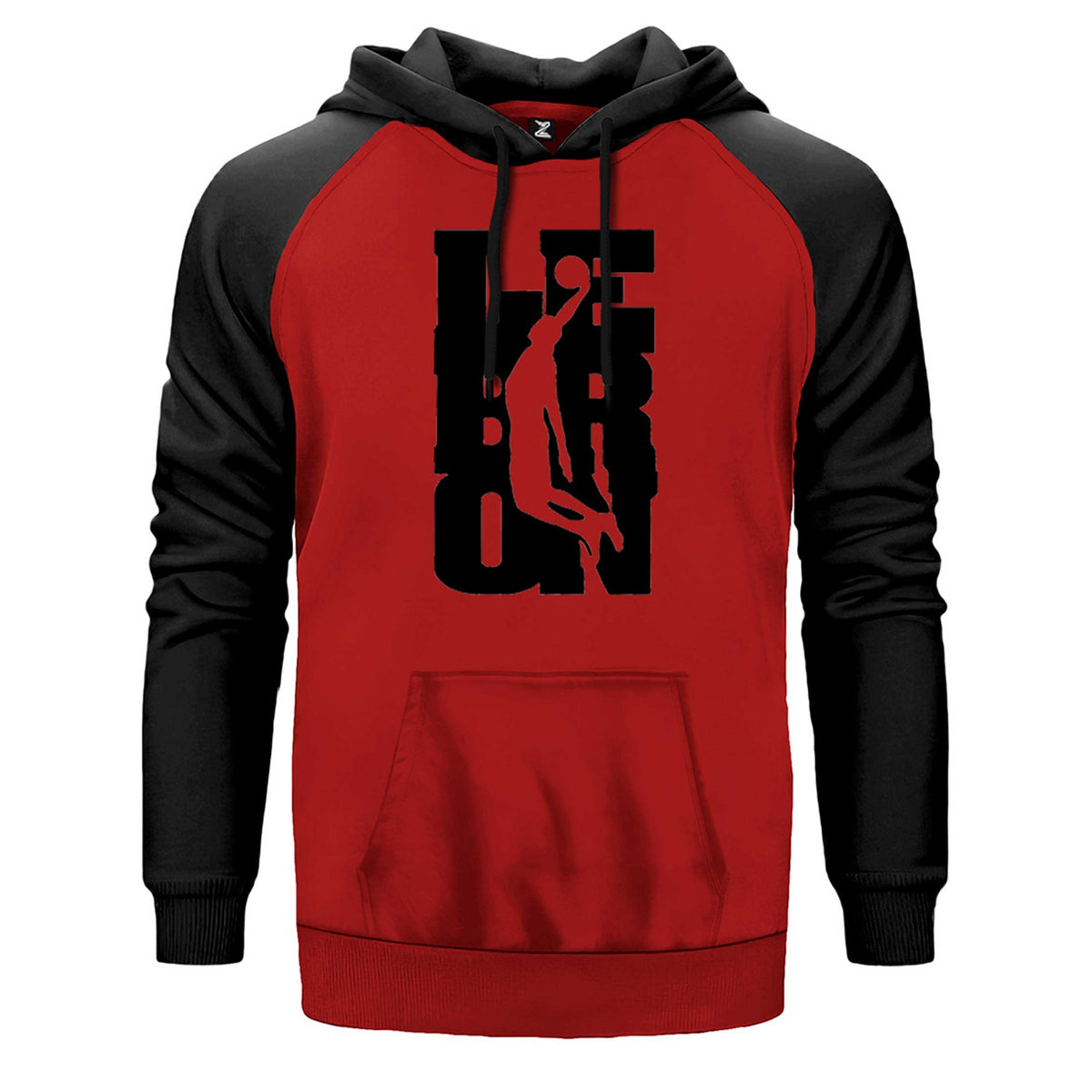 Lebron James Smaç çift renk reglan kol kapşonlu sweatshirt - kırmızı