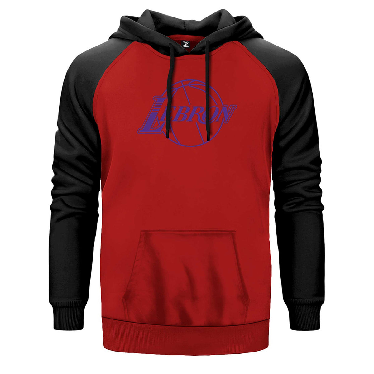 Lebron James çift renk reglan kol kapşonlu sweatshirt - kırmızı