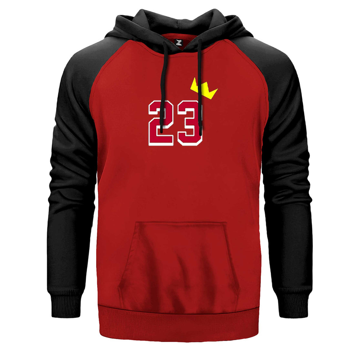 Michael Jordan 23 King çift renk reglan kol kapşonlu sweatshirt - kırmızı