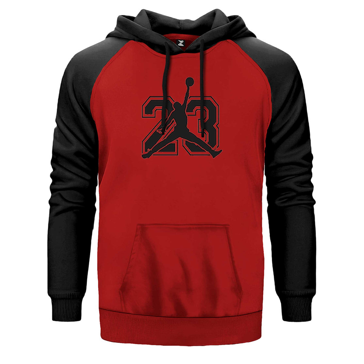 Jordan Black 23 çift renk reglan kol kapşonlu sweatshirt - kırmızı