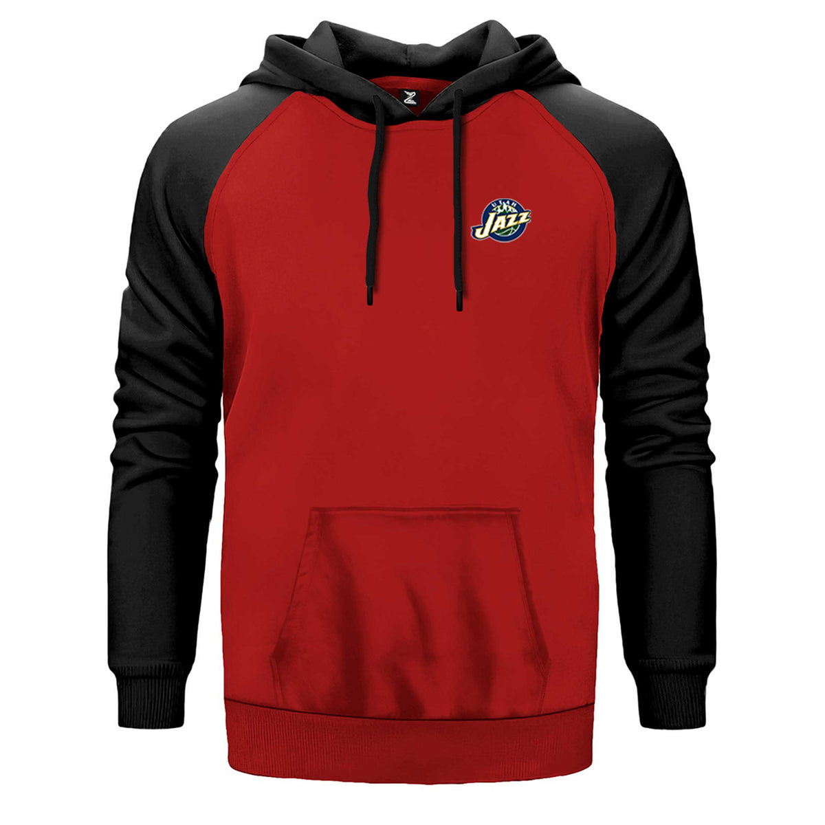 Utan Jazz Logo çift renk reglan kol kapşonlu sweatshirt - kırmızı