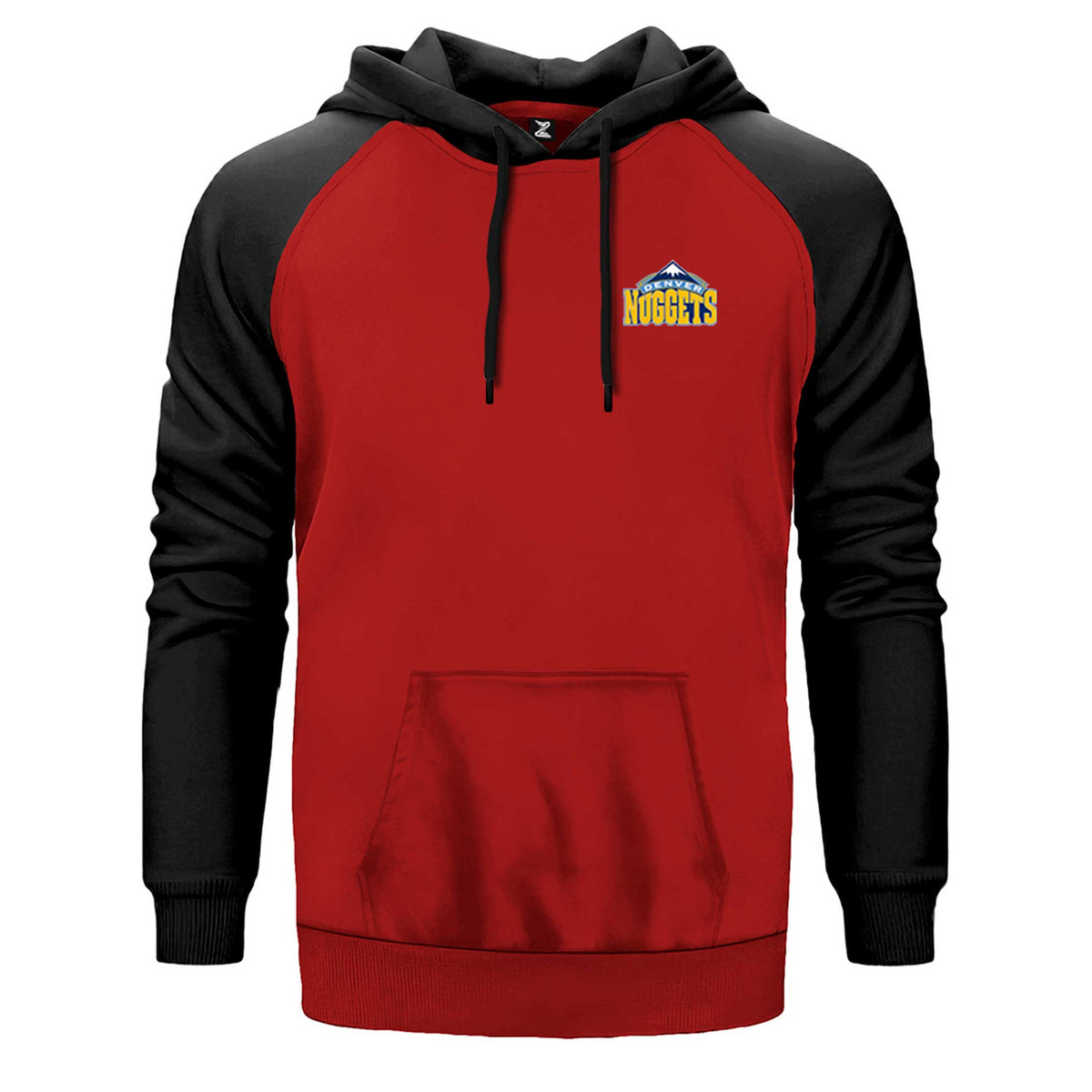 Denver Nuggets Logo çift renk reglan kol kapşonlu sweatshirt - kırmızı