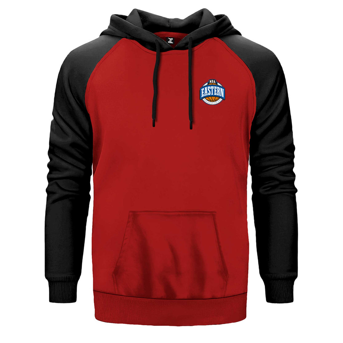 NBA Eastern Logo çift renk reglan kol kapşonlu sweatshirt - kırmızı
