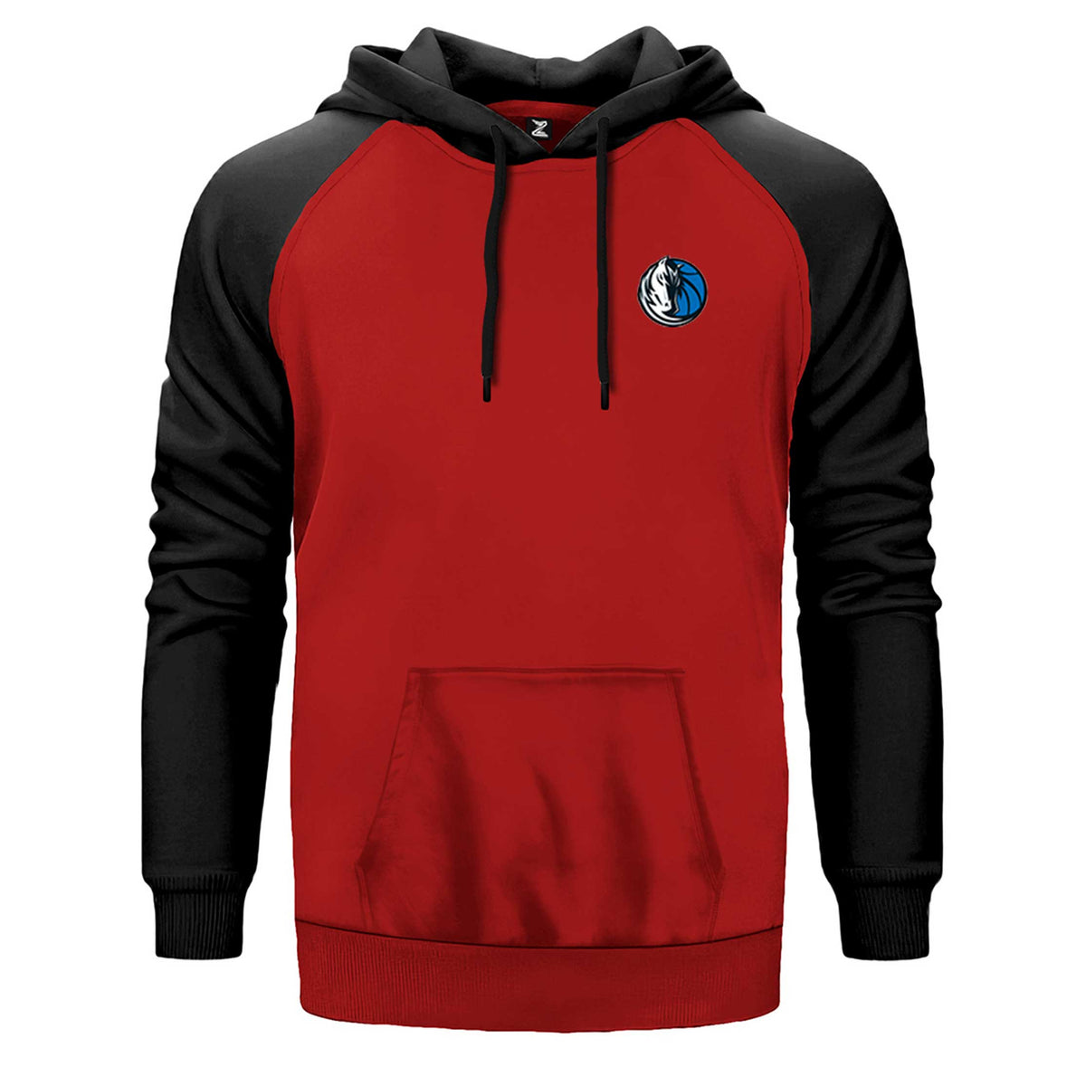 Dallas Mavericks Logo çift renk reglan kol kapşonlu sweatshirt - kırmızı